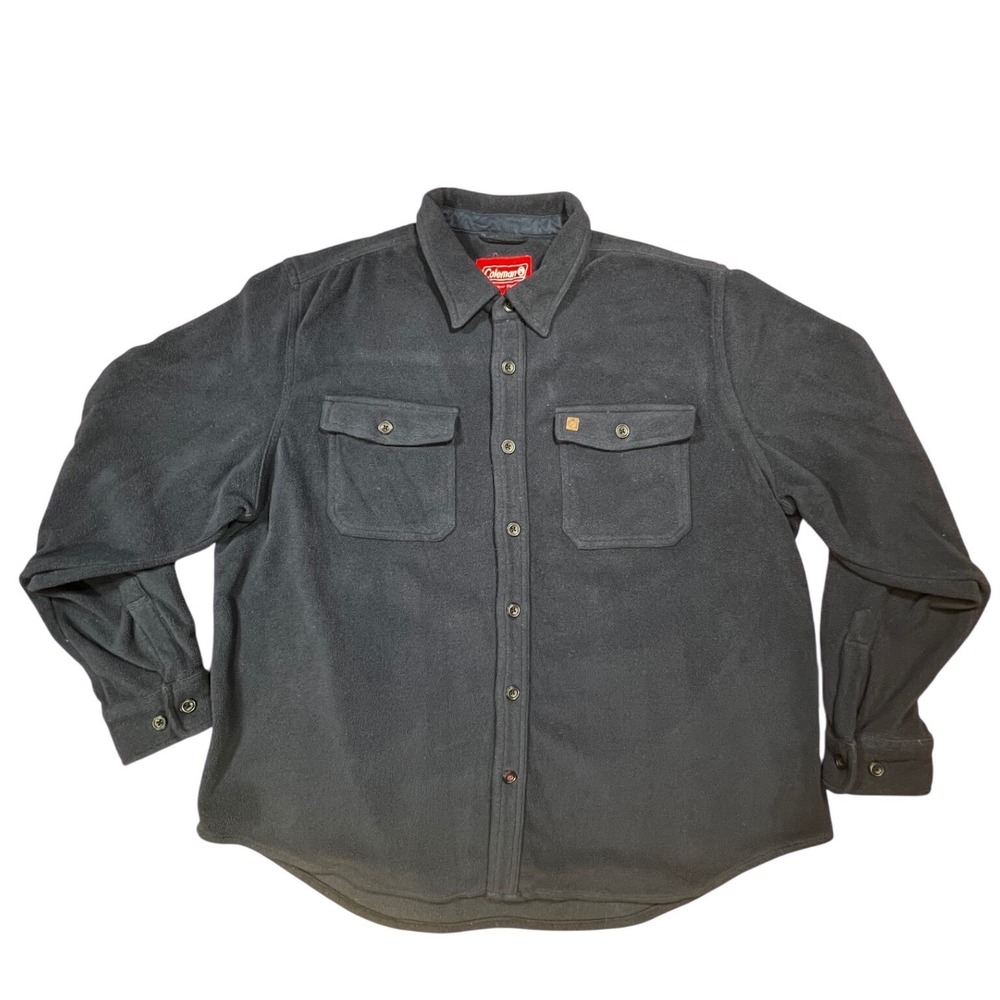 Coleman Fleece Long Sleeve Button‎ Up Shirt Men's XL Navy Blue Outdoor Company